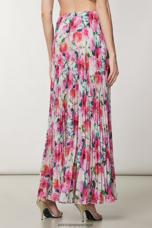 Patrizia Pepe mulheres saia longa plissada cintura alta flor de cerimônia vestuário TX086V268