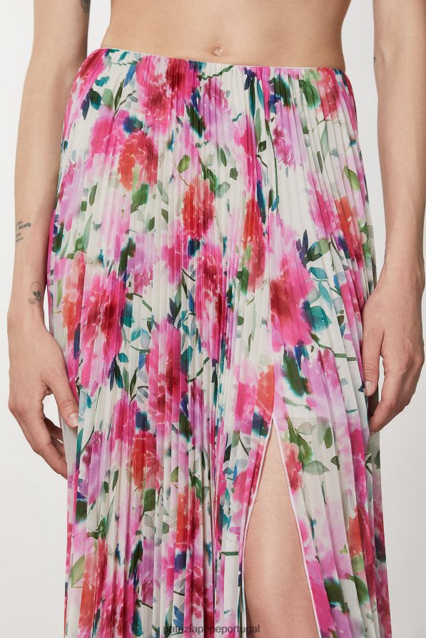 Patrizia Pepe mulheres saia longa plissada cintura alta flor de cerimônia vestuário TX086V268