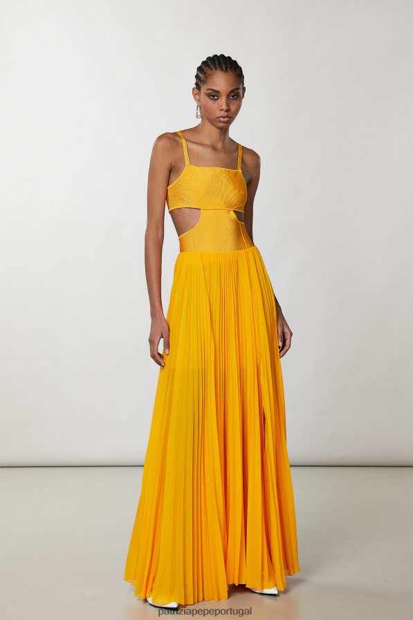 Patrizia Pepe mulheres saia longa plissada laranja suculenta vestuário TX086V317