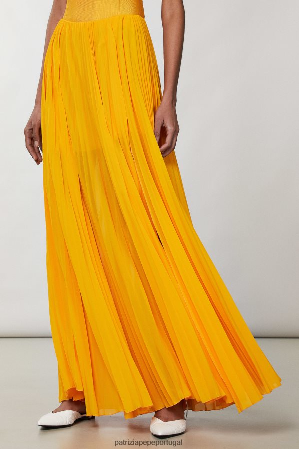 Patrizia Pepe mulheres saia longa plissada laranja suculenta vestuário TX086V317