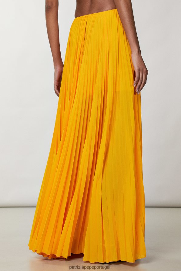 Patrizia Pepe mulheres saia longa plissada laranja suculenta vestuário TX086V317
