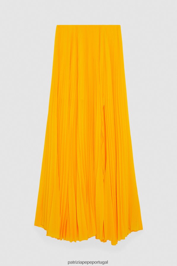 Patrizia Pepe mulheres saia longa plissada laranja suculenta vestuário TX086V317