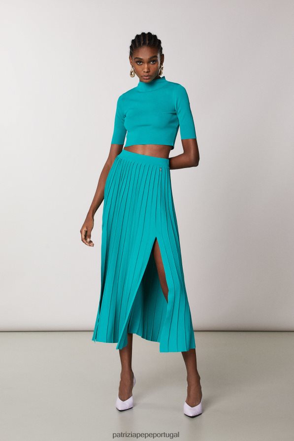 Patrizia Pepe mulheres saia com detalhe de fenda ilusão verde vestuário TX086V404