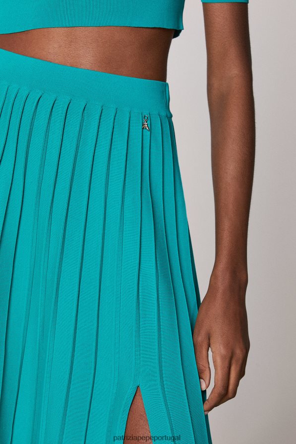 Patrizia Pepe mulheres saia com detalhe de fenda ilusão verde vestuário TX086V404
