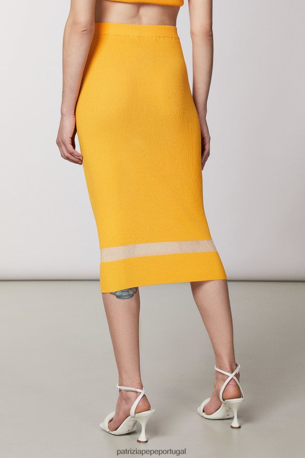 Patrizia Pepe mulheres saia com detalhes transparentes laranja suculenta vestuário TX086V400