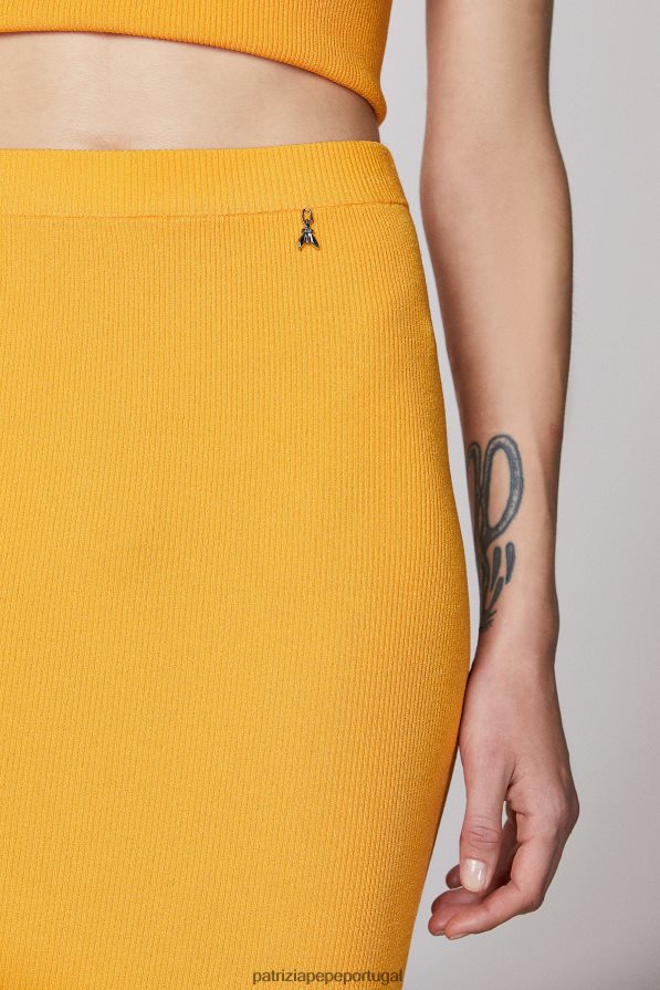 Patrizia Pepe mulheres saia com detalhes transparentes laranja suculenta vestuário TX086V400