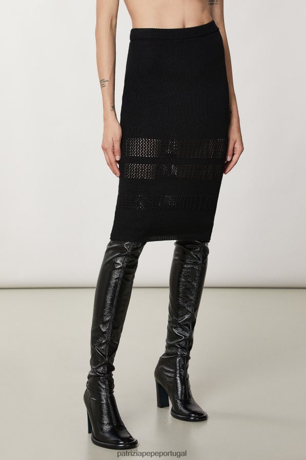 Patrizia Pepe mulheres saia de malha de viscose Nero vestuário TX086V23