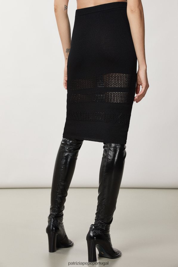 Patrizia Pepe mulheres saia de malha de viscose Nero vestuário TX086V23