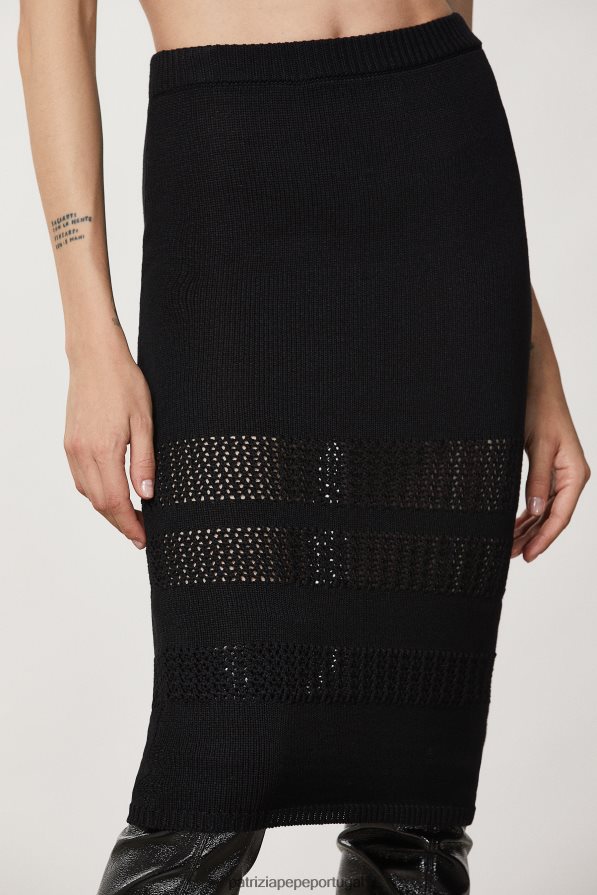 Patrizia Pepe mulheres saia de malha de viscose Nero vestuário TX086V23