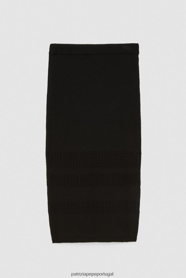 Patrizia Pepe mulheres saia de malha de viscose Nero vestuário TX086V23