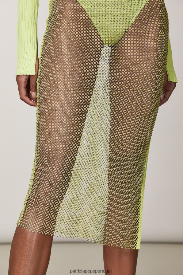 Patrizia Pepe mulheres saia de strass limão ensolarado vestuário TX086V414