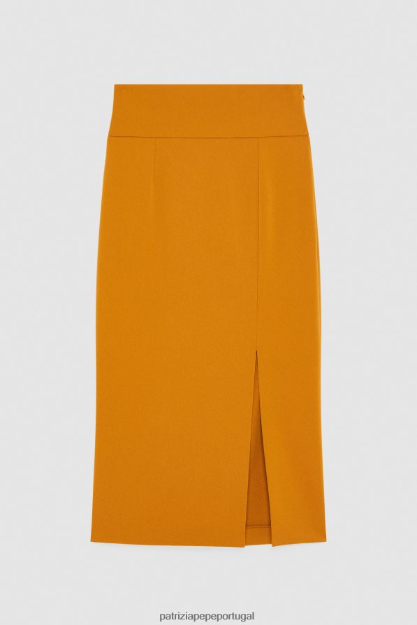 Patrizia Pepe mulheres saia essencial com detalhe de fenda na altura da panturrilha marrom picante vestuário TX086V541