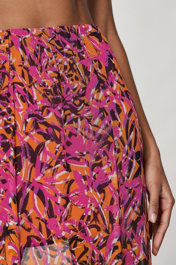 Patrizia Pepe mulheres saia estampada assimétrica laranja suculenta abstrata vestuário TX086V601