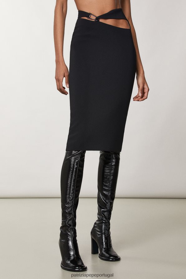 Patrizia Pepe mulheres saia lápis em crepe com zíper Nero vestuário TX086V16