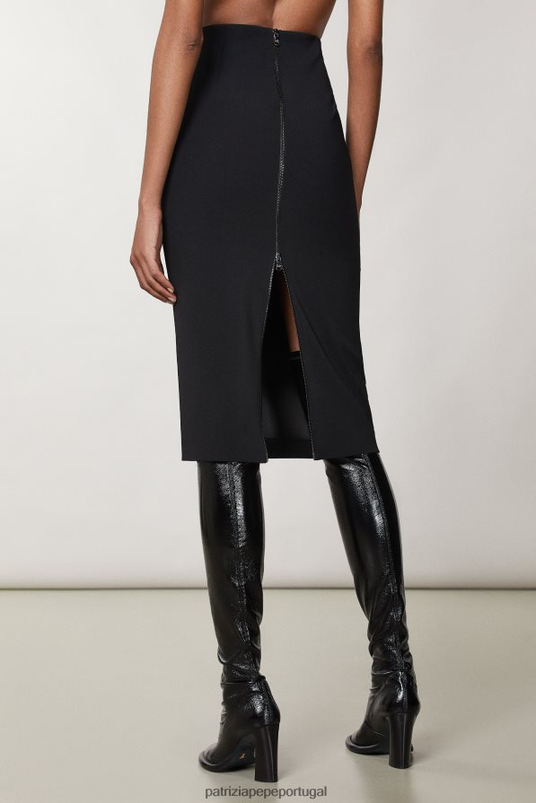 Patrizia Pepe mulheres saia lápis em crepe com zíper Nero vestuário TX086V16