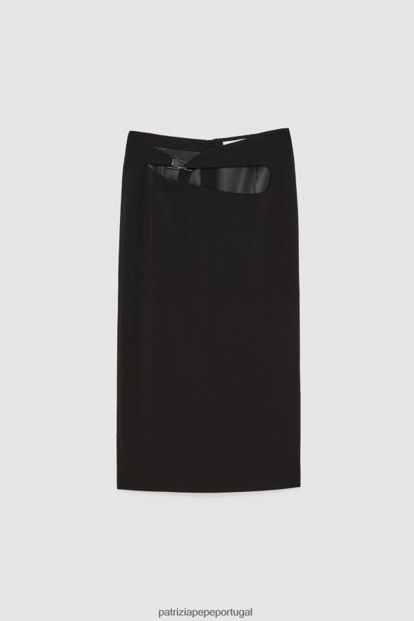 Patrizia Pepe mulheres saia lápis em crepe com zíper Nero vestuário TX086V16