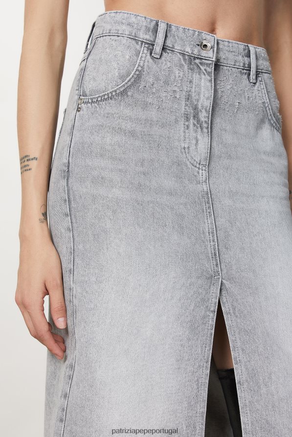 Patrizia Pepe mulheres saia lápis jeans lavagem cinza mineral vestuário TX086V129