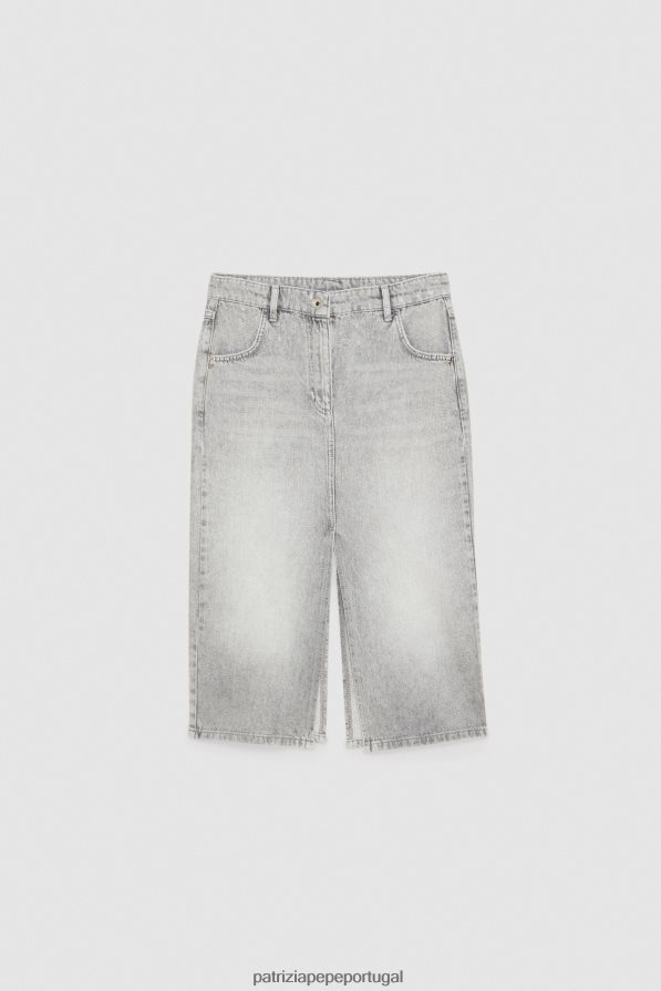 Patrizia Pepe mulheres saia lápis jeans lavagem cinza mineral vestuário TX086V129