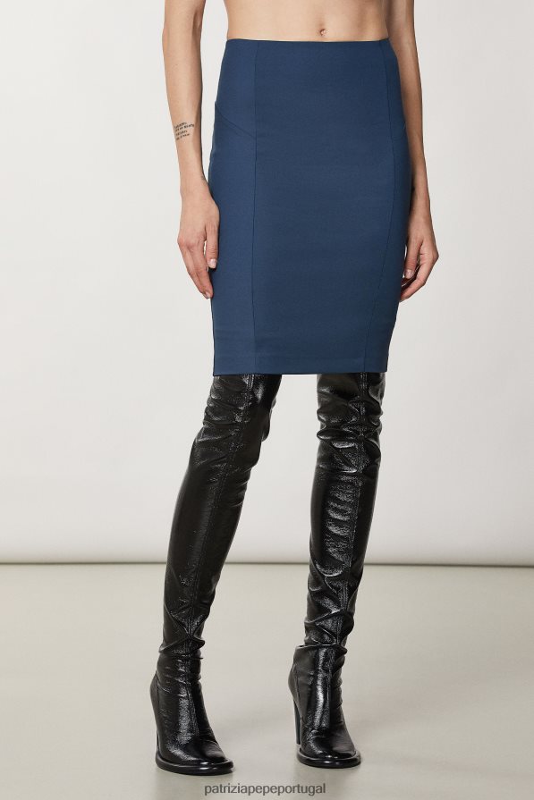 Patrizia Pepe mulheres saia lápis midi azul gasolina vestuário TX086V140