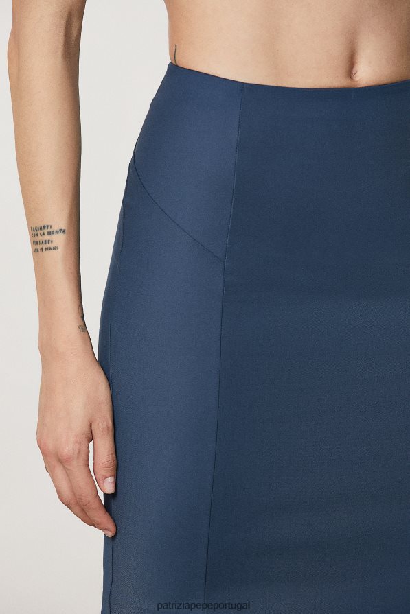 Patrizia Pepe mulheres saia lápis midi azul gasolina vestuário TX086V140