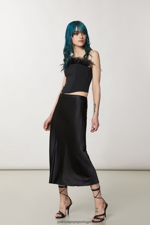 Patrizia Pepe mulheres saia midi Nero vestuário TX086V148