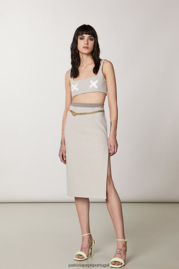Patrizia Pepe mulheres saia midi cintura alta mistura natural vestuário TX086V427