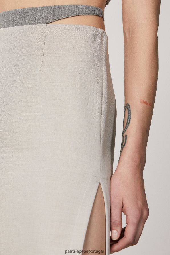 Patrizia Pepe mulheres saia midi cintura alta mistura natural vestuário TX086V427