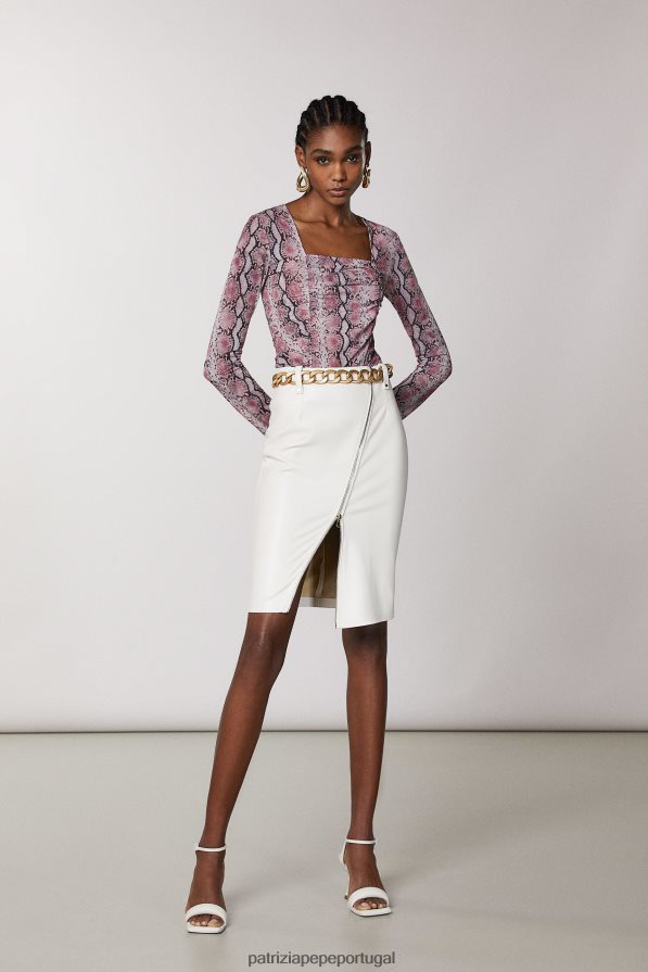 Patrizia Pepe mulheres saia midi com zíper gardênia branca vestuário TX086V676