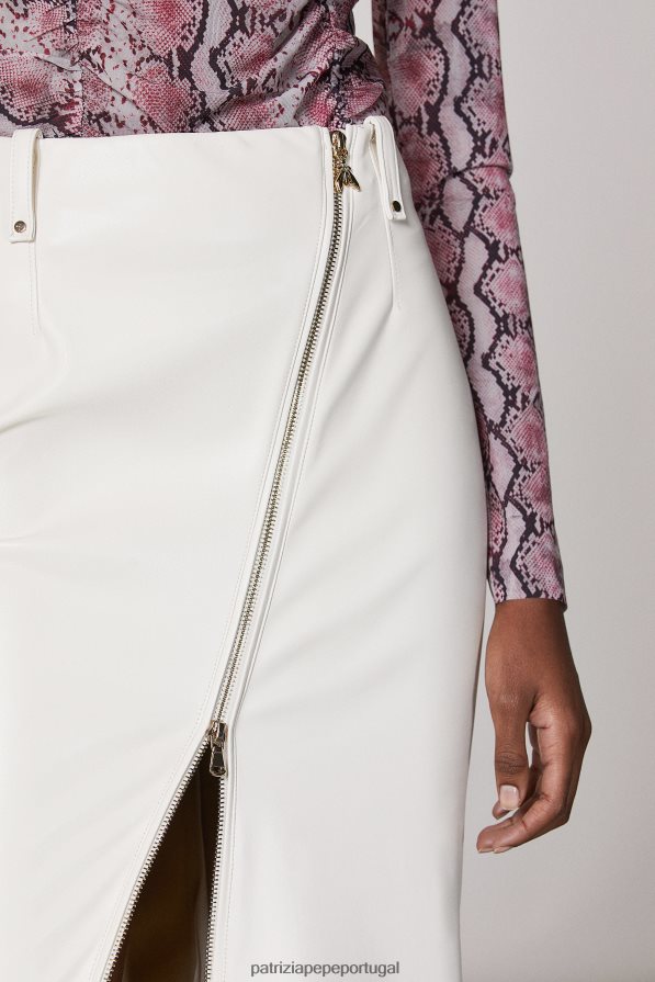 Patrizia Pepe mulheres saia midi com zíper gardênia branca vestuário TX086V676