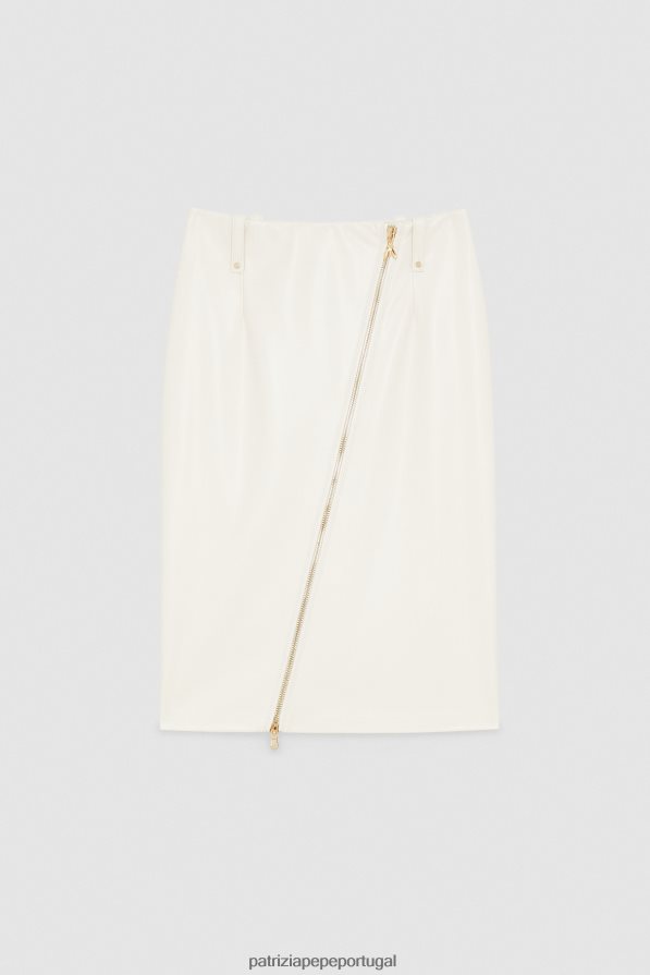 Patrizia Pepe mulheres saia midi com zíper gardênia branca vestuário TX086V676