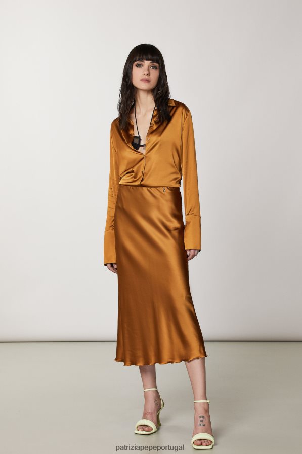 Patrizia Pepe mulheres saia midi marrom picante vestuário TX086V540