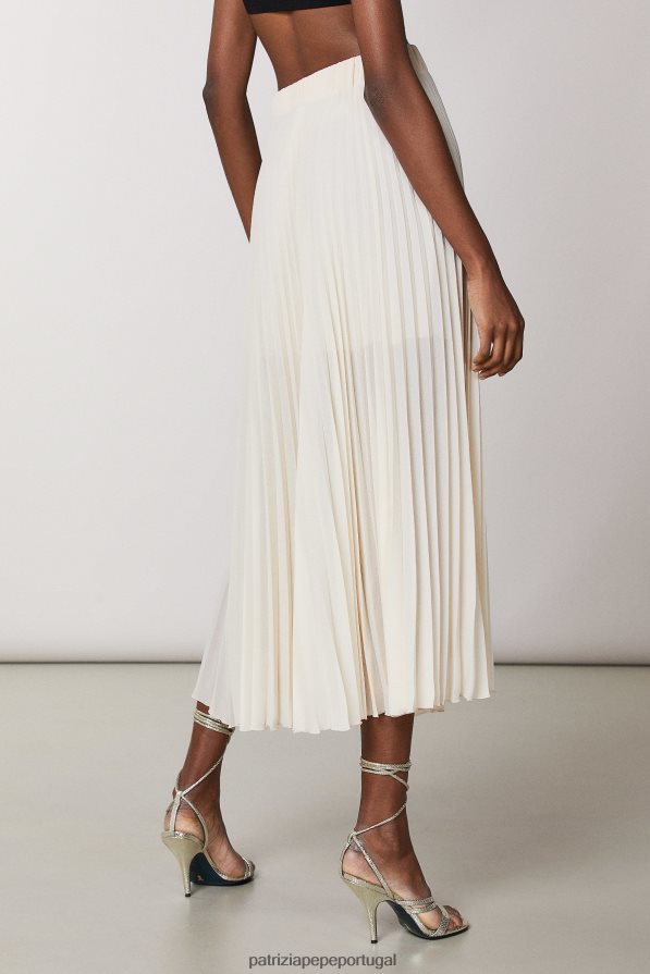Patrizia Pepe mulheres saia midi plissada bege pálido vestuário TX086V431