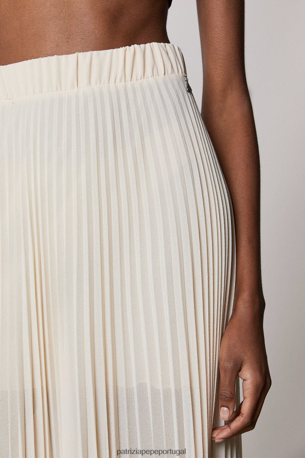 Patrizia Pepe mulheres saia midi plissada bege pálido vestuário TX086V431