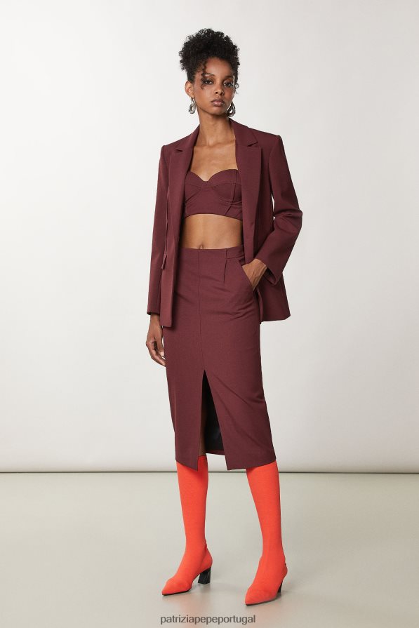 Patrizia Pepe mulheres saia slim fit essencial roxo orgânico vestuário TX086V700