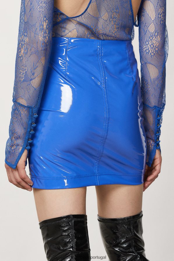 Patrizia Pepe mulheres minissaia brilhante raio azul vestuário TX086V6