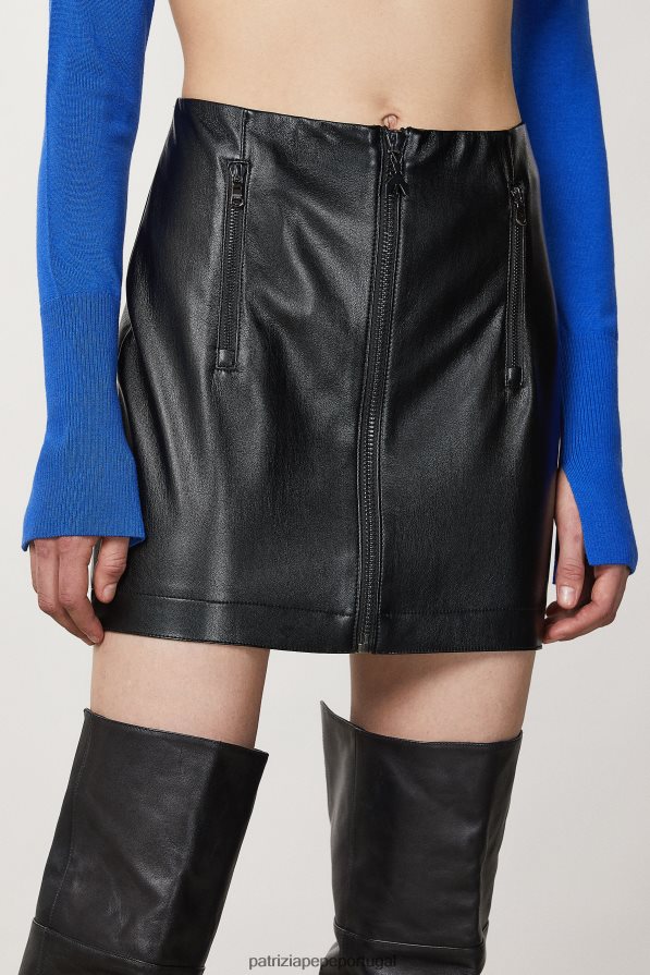 Patrizia Pepe mulheres minissaia com zíper Nero vestuário TX086V169