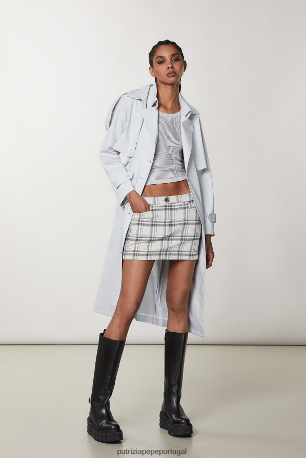 Patrizia Pepe mulheres minissaia de viscose xadrez cinza mineral vestuário TX086V125