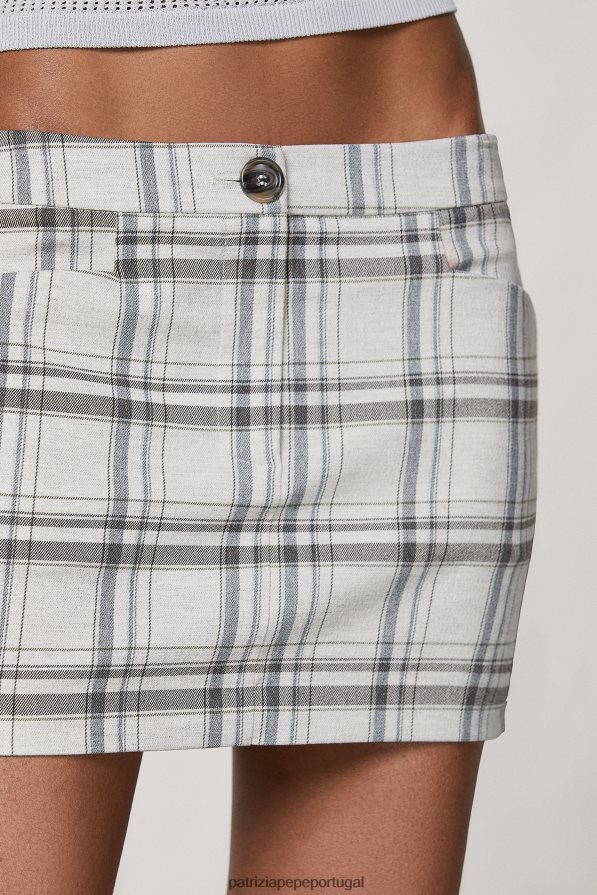 Patrizia Pepe mulheres minissaia de viscose xadrez cinza mineral vestuário TX086V125