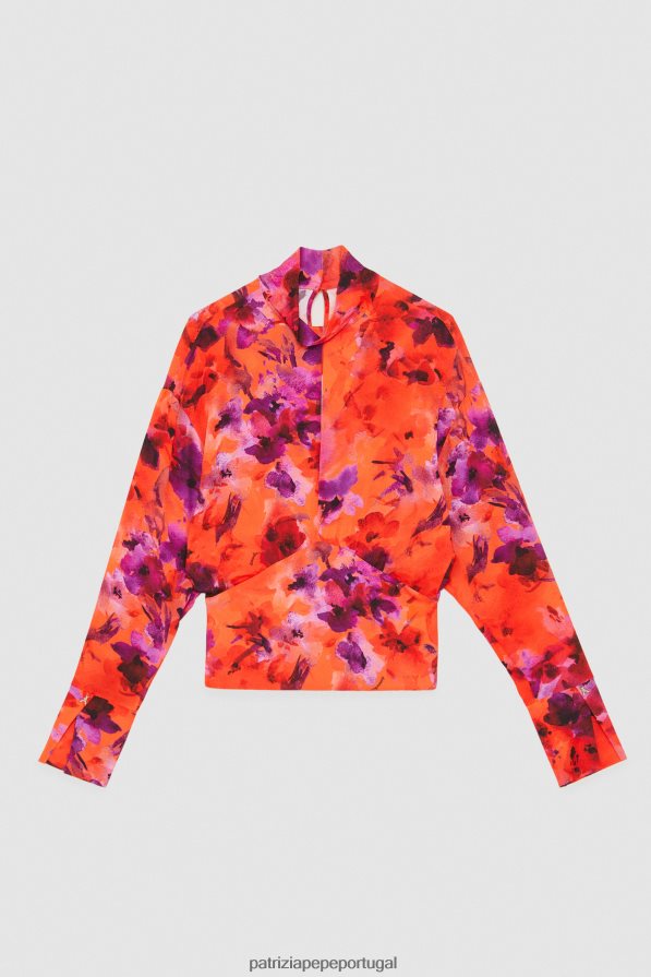 Patrizia Pepe mulheres blusa de crepe impressão infravermelha vestuário TX086V641
