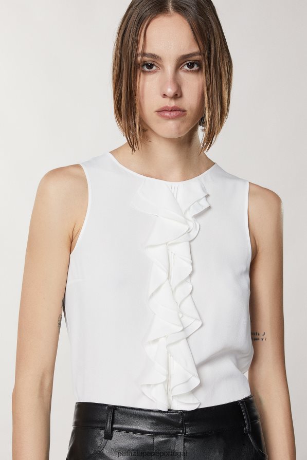 Patrizia Pepe mulheres blusa de viscose com babados branco vestuário TX086V102