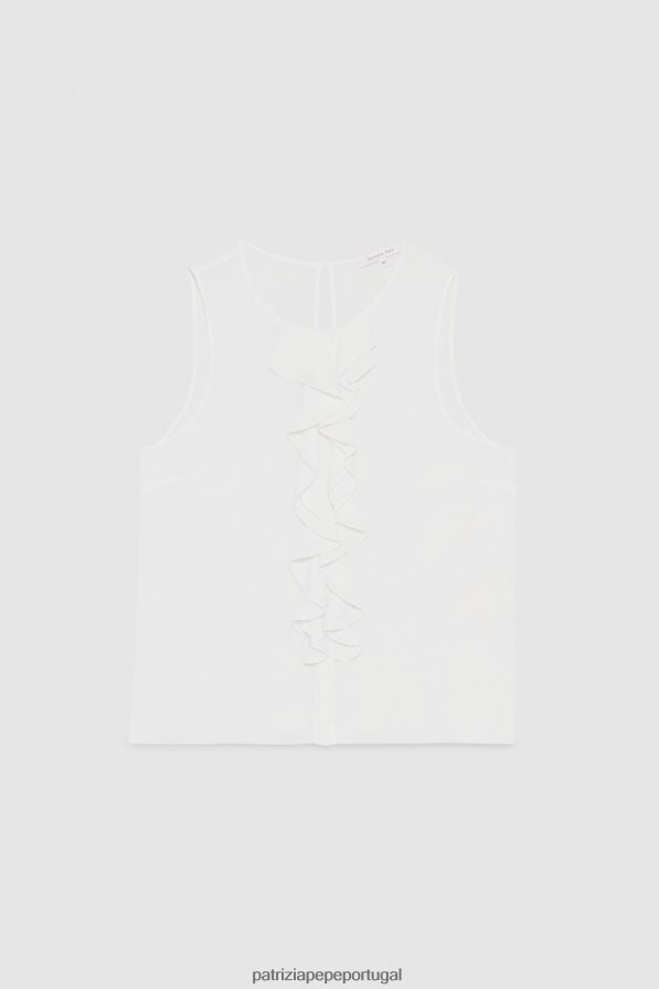 Patrizia Pepe mulheres blusa de viscose com babados branco vestuário TX086V102