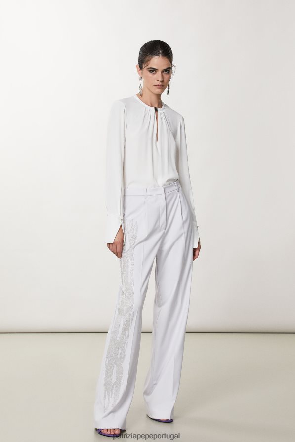 Patrizia Pepe mulheres blusa de viscose essencial branco vestuário TX086V622