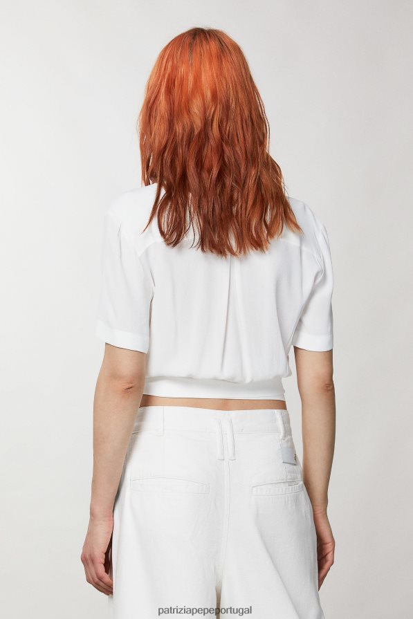 Patrizia Pepe mulheres camisa manga curta com nó na cintura branco vestuário TX086V370
