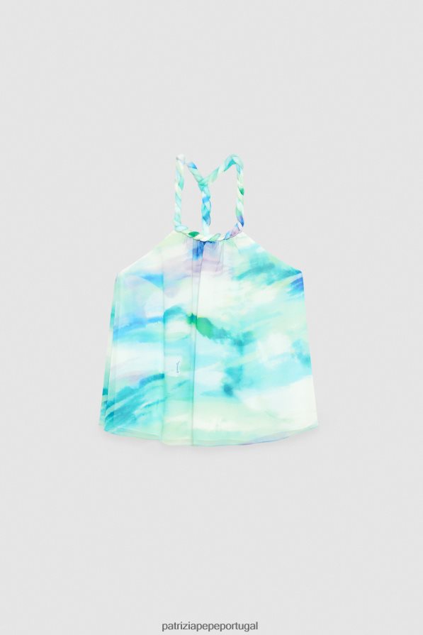 Patrizia Pepe mulheres top com detalhe de tocha e ajuste relaxado camu aquático vestuário TX086V198