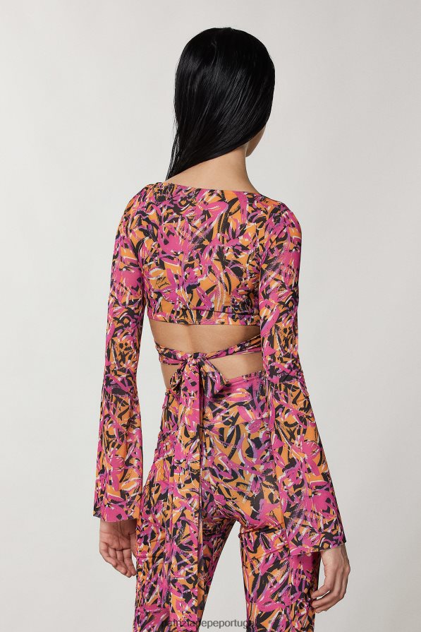 Patrizia Pepe mulheres top de praia estampado laranja suculenta abstrata vestuário TX086V241