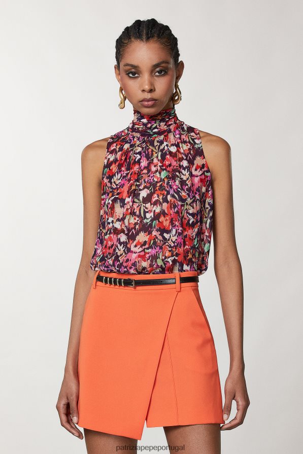 Patrizia Pepe mulheres top de viscose estampado flormarciana vestuário TX086V58