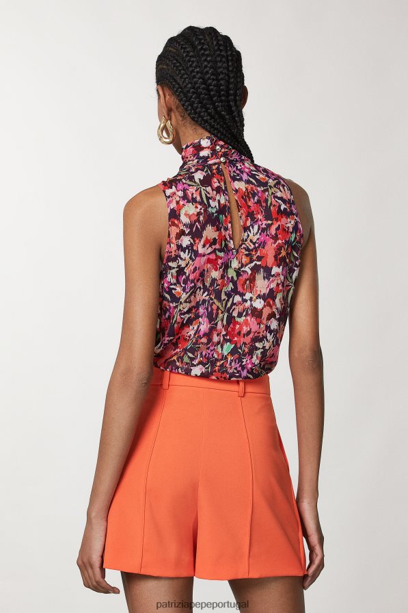 Patrizia Pepe mulheres top de viscose estampado flormarciana vestuário TX086V58