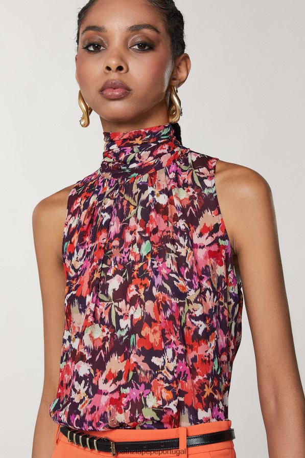 Patrizia Pepe mulheres top de viscose estampado flormarciana vestuário TX086V58