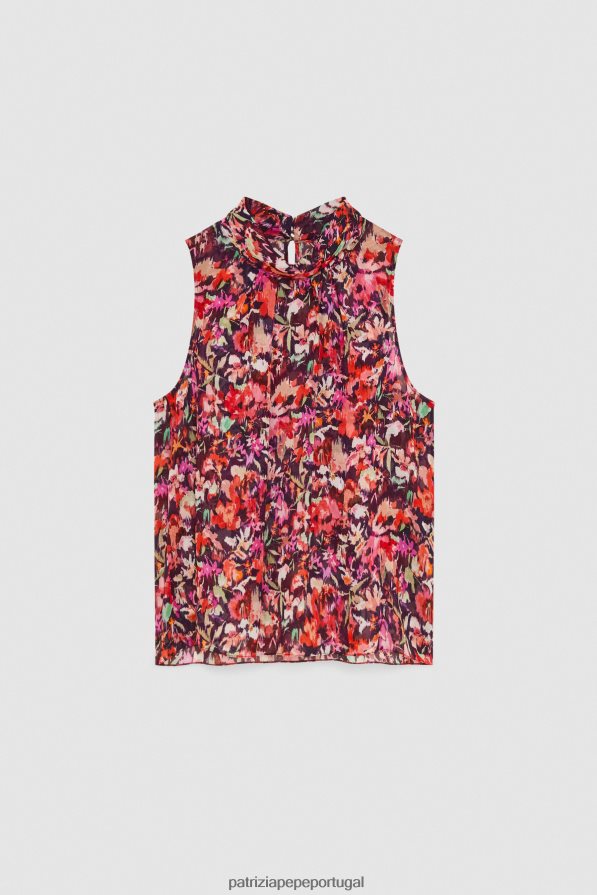 Patrizia Pepe mulheres top de viscose estampado flormarciana vestuário TX086V58