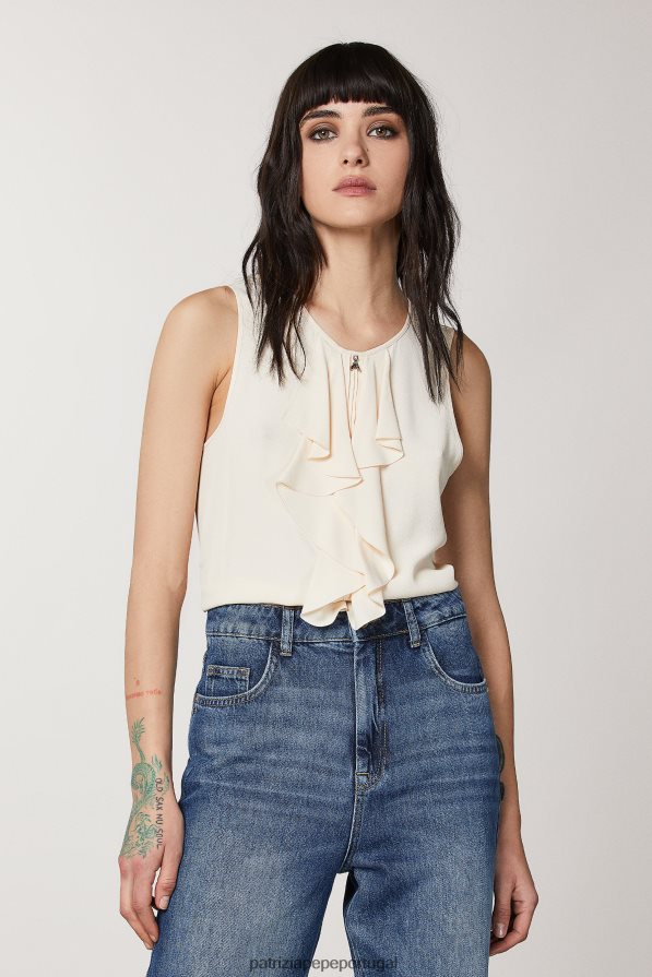 Patrizia Pepe mulheres top franzido bege pálido vestuário TX086V579